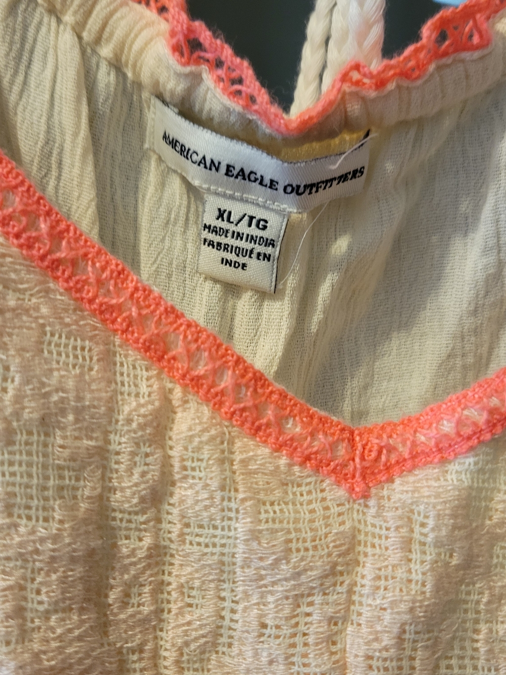 American Eagle Outfitters Cream Cami with Coral Trim - Picture 2 of 3